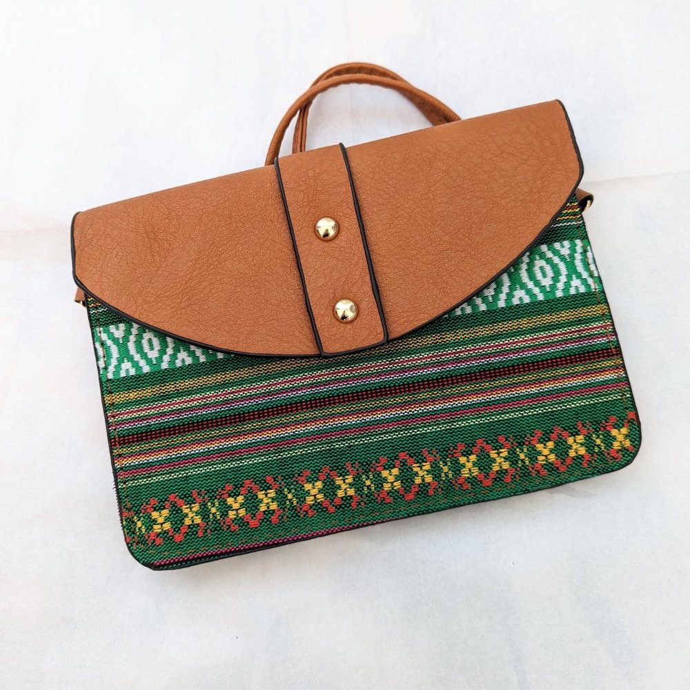 Boho Crossbody Guatemalan Purse, Vegan Leather, NWOT, hippie, festival